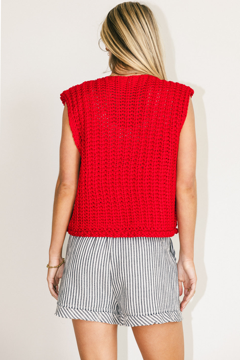 Brea Knit Vest in Red - FINAL SALE