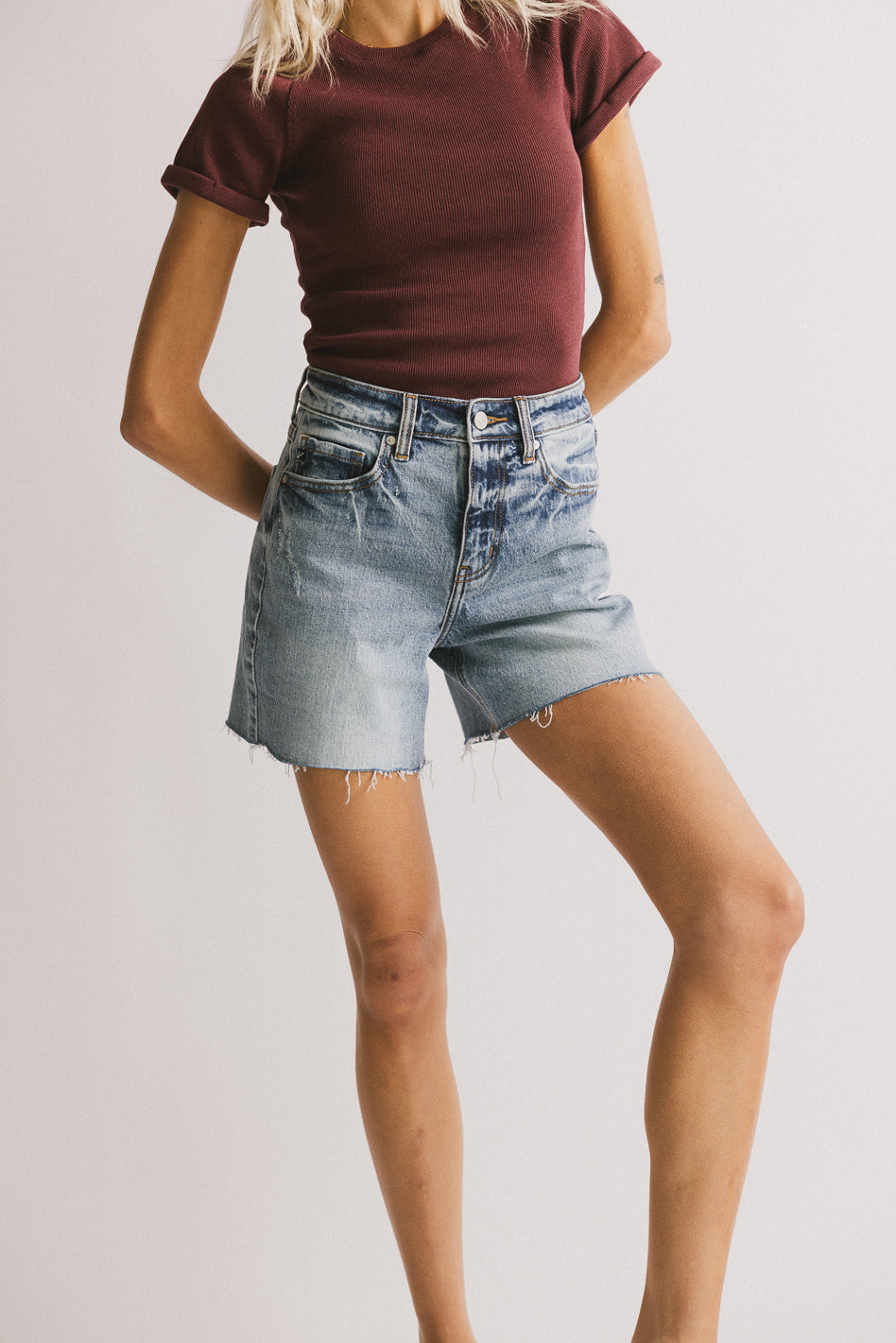 Ariel Distressed Denim Shorts