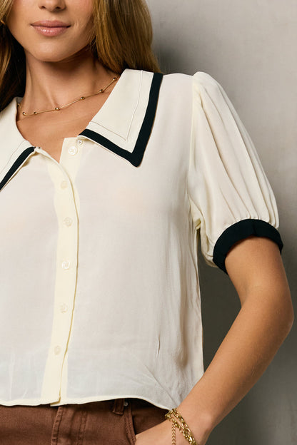 Allison Contrast Button Up - FINAL SALE