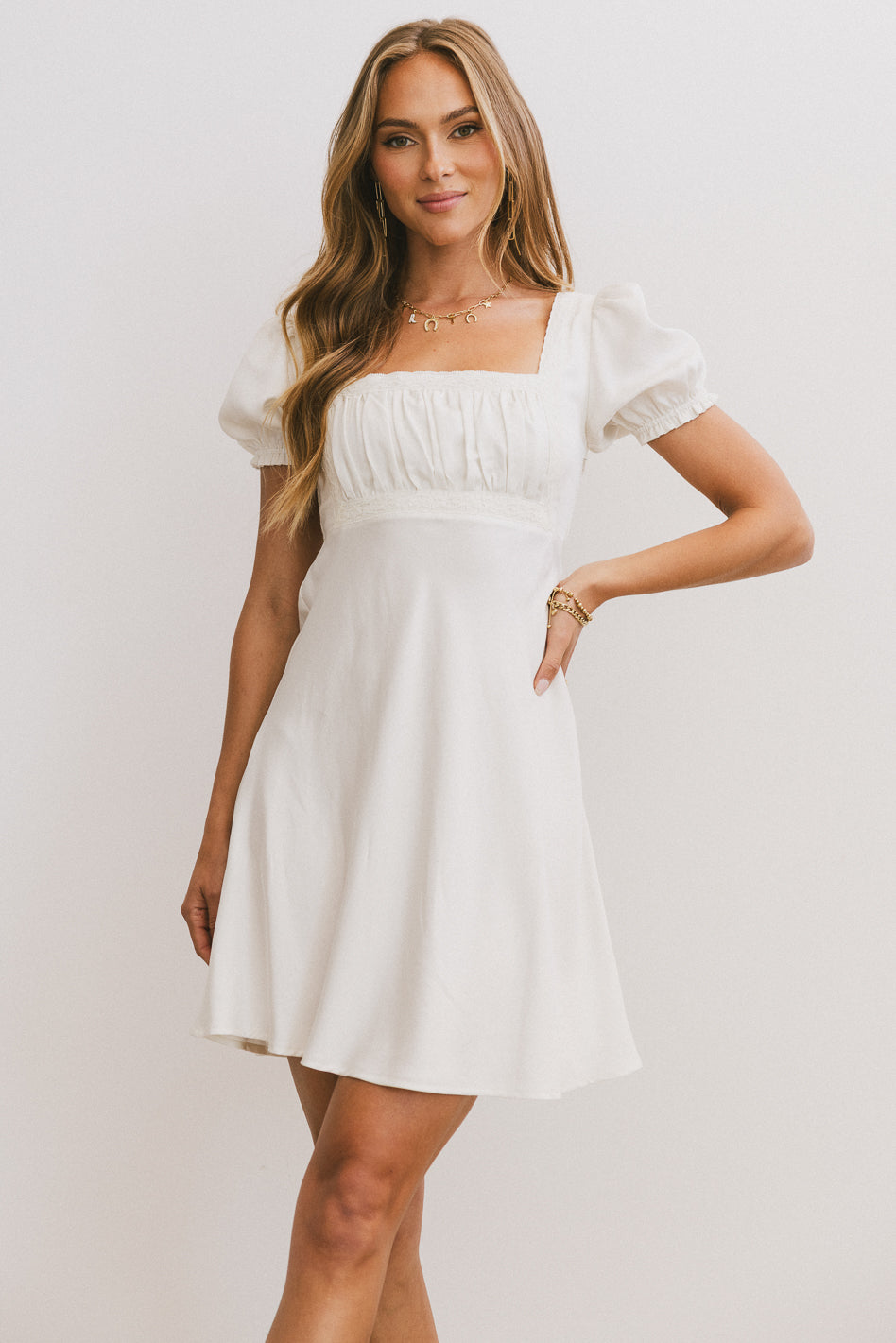 Harlee Lace Trim Mini Dress - FINAL SALE