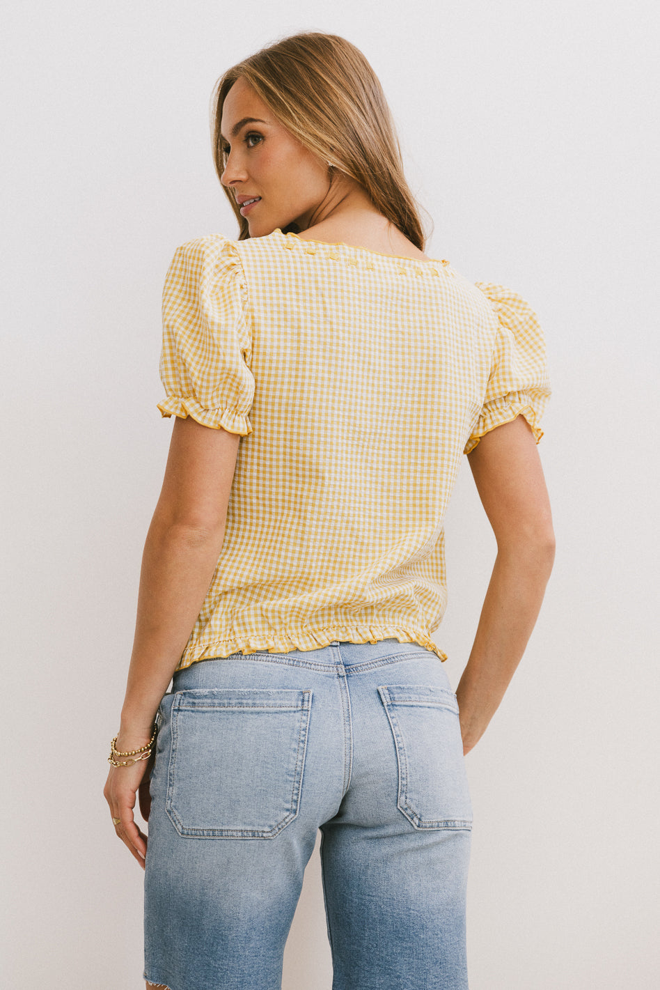 Dean Gingham Blouse in Yellow - FINAL SALE