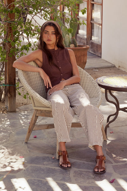 Griffin Knit Tank Top in Wine - FINAL SALE