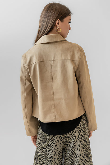 Aden Suede Jacket in Khaki - FINAL SALE