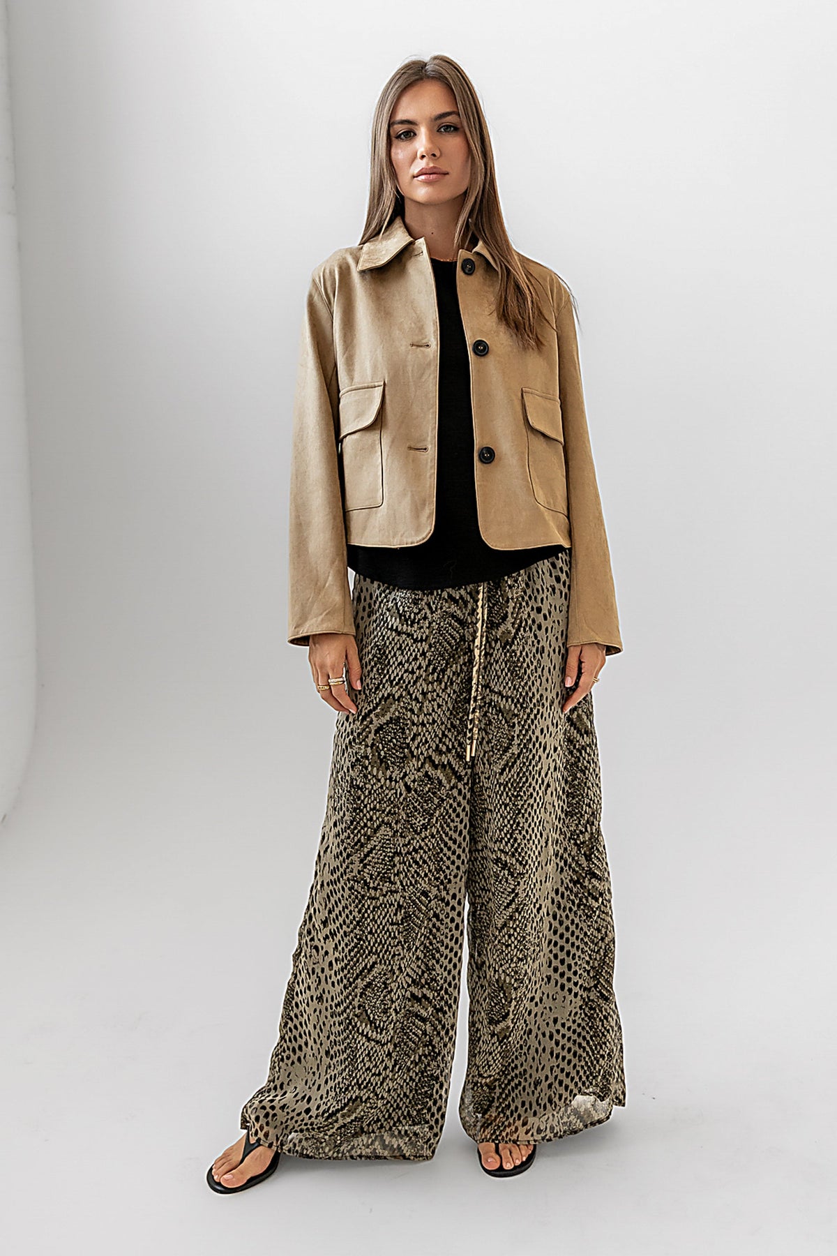 Aden Suede Jacket in Khaki - FINAL SALE