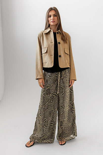Aden Suede Jacket in Khaki - FINAL SALE