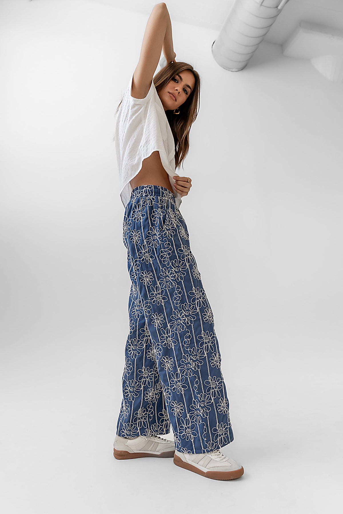 Alanna Embroidered Pants in Blue - FINAL SALE