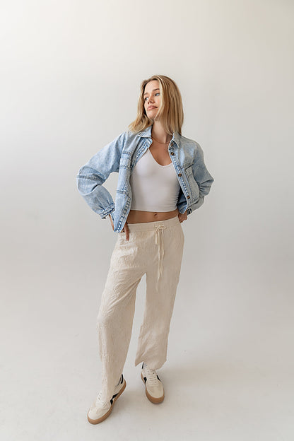 Alanna Embroidered Pants in Cream - FINAL SALE