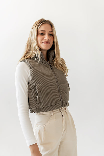 August Corduroy Vest in Sage - FINAL SALE