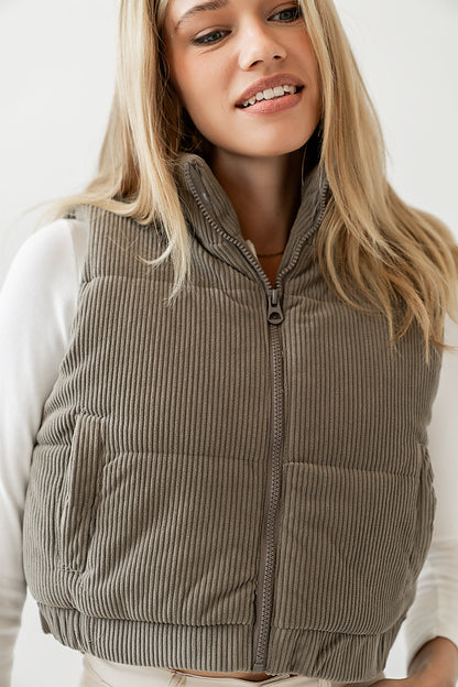August Corduroy Vest in Sage - FINAL SALE