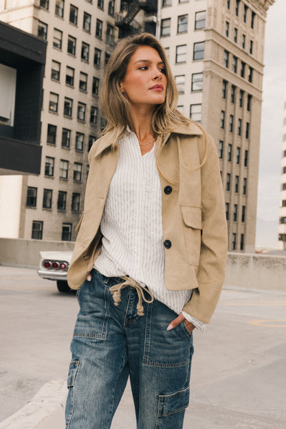 Aden Suede Jacket in Khaki - FINAL SALE