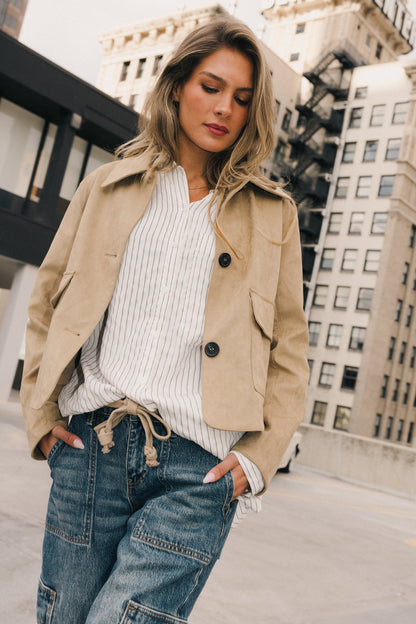 Aden Suede Jacket in Khaki - FINAL SALE