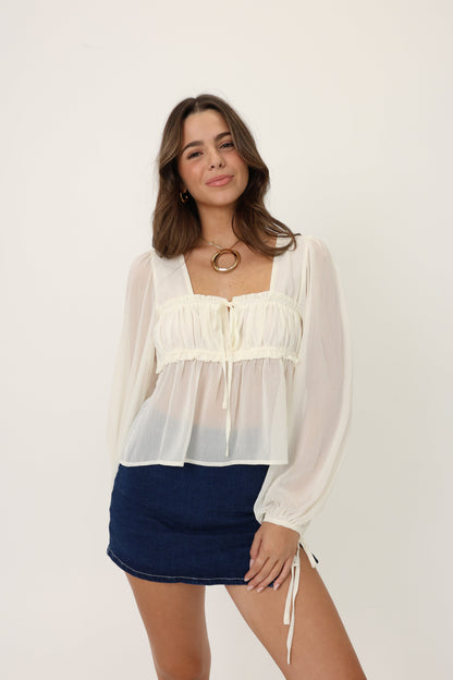 Soft Romance Top in White