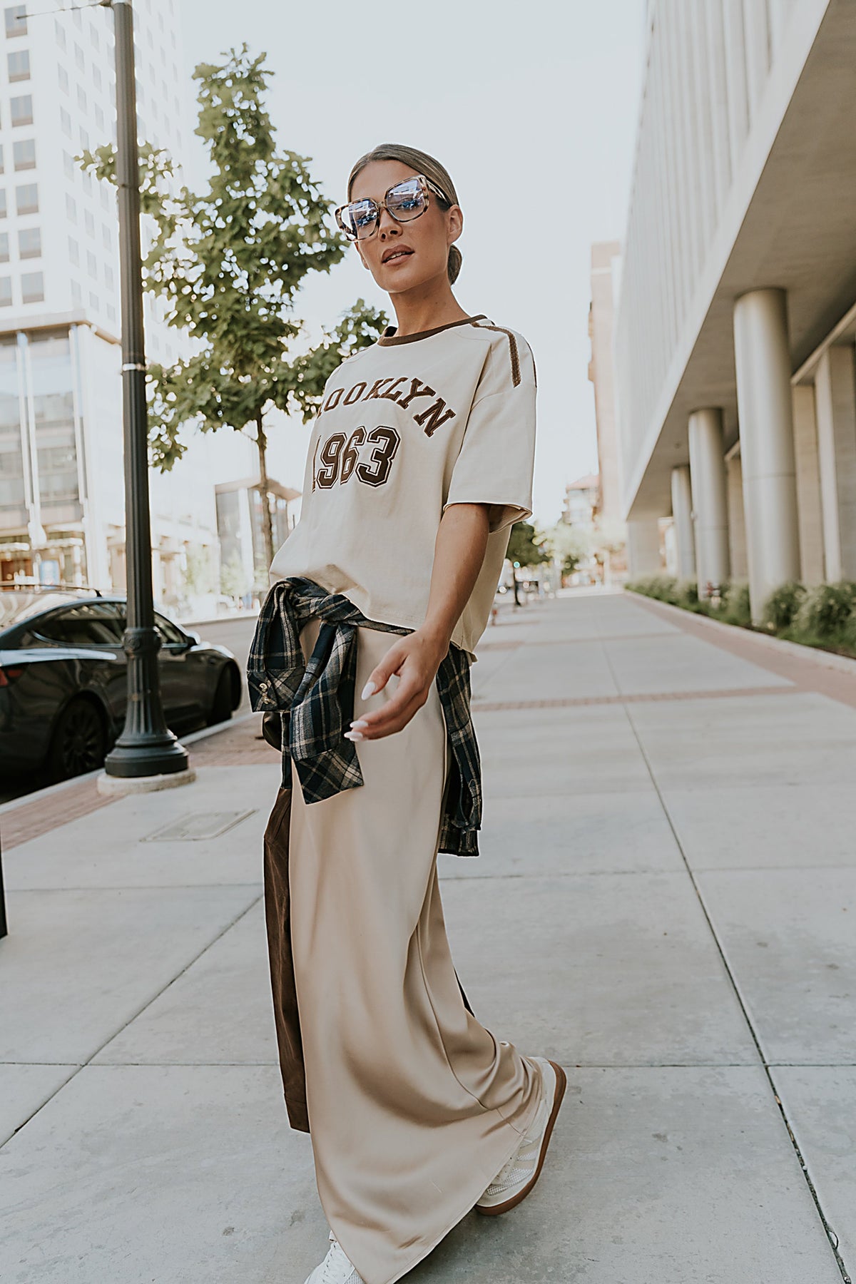 Brooklyn Oversized Graphic Tee in Brown - FINAL SALE