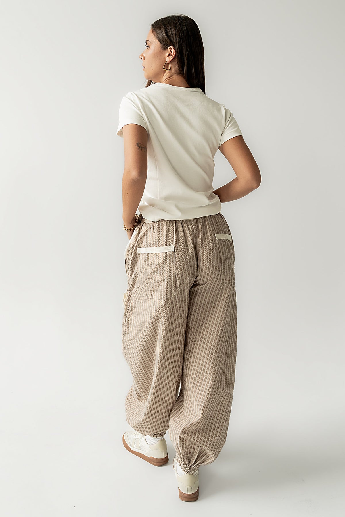 Emory Striped Baggy Pants in Mocha - FINAL SALE