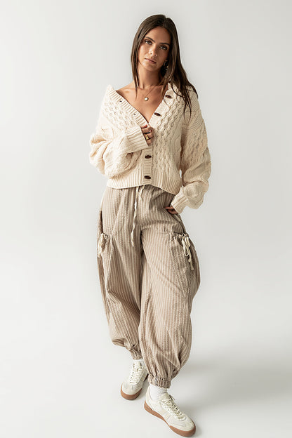 Emory Striped Baggy Pants in Mocha - FINAL SALE