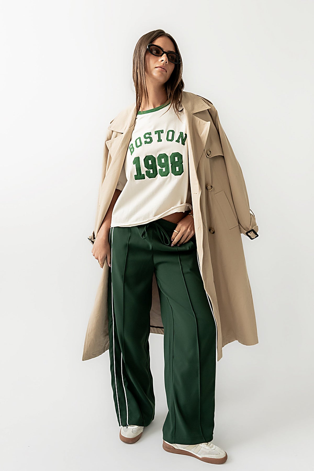 Boston Oversized Graphic Tee in Green - FINAL SALE