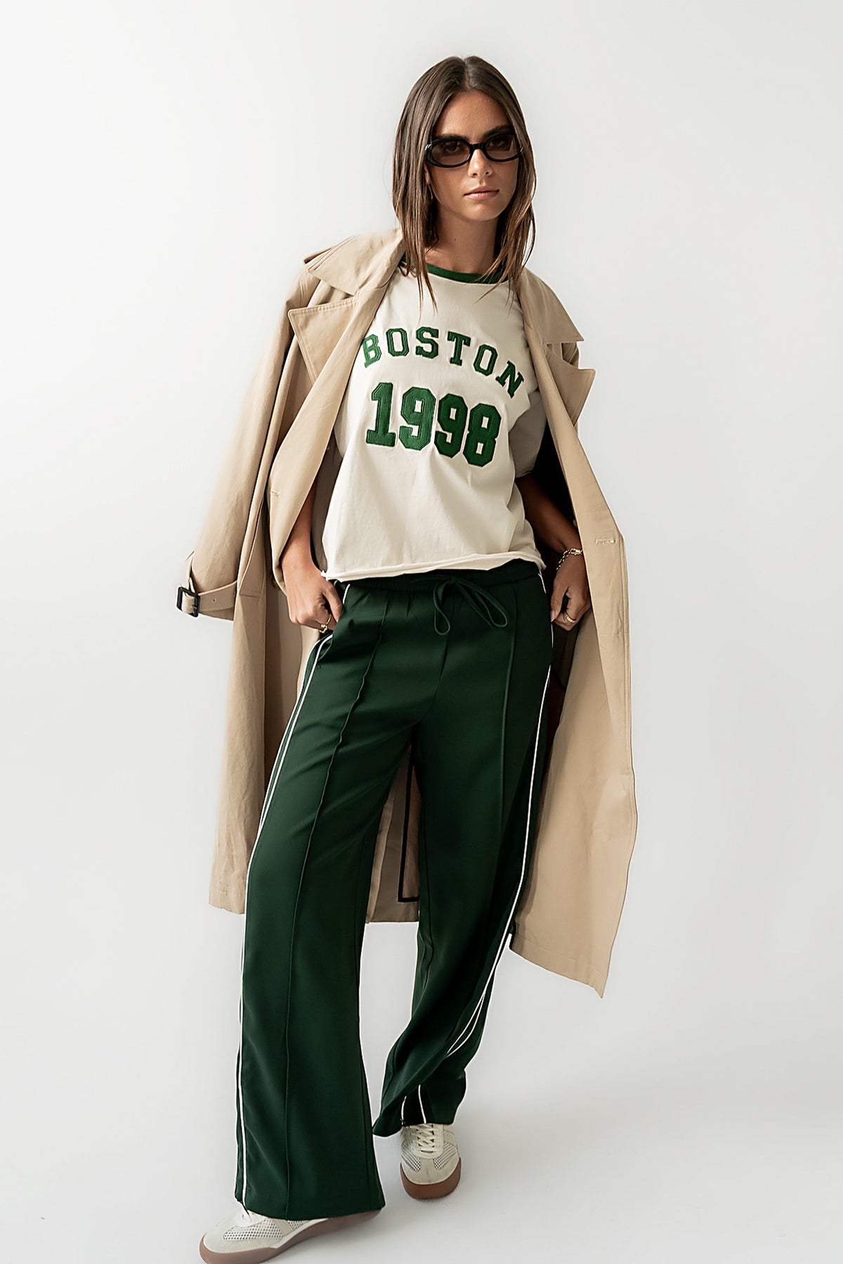 Emily Striped Wide Leg Pants in Green