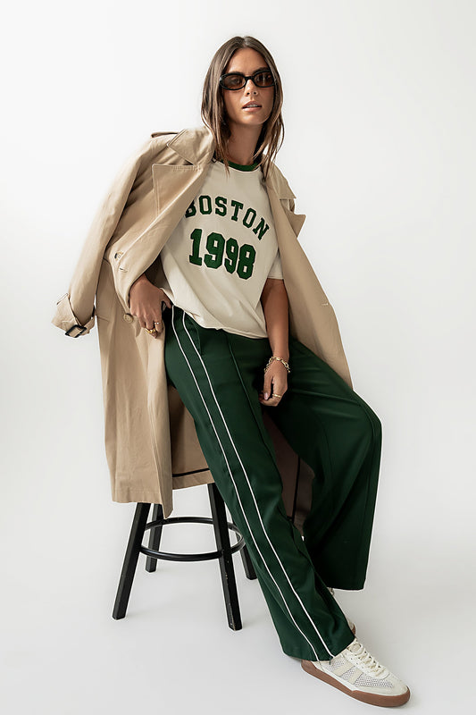 Boston Oversized Graphic Tee in Green - FINAL SALE