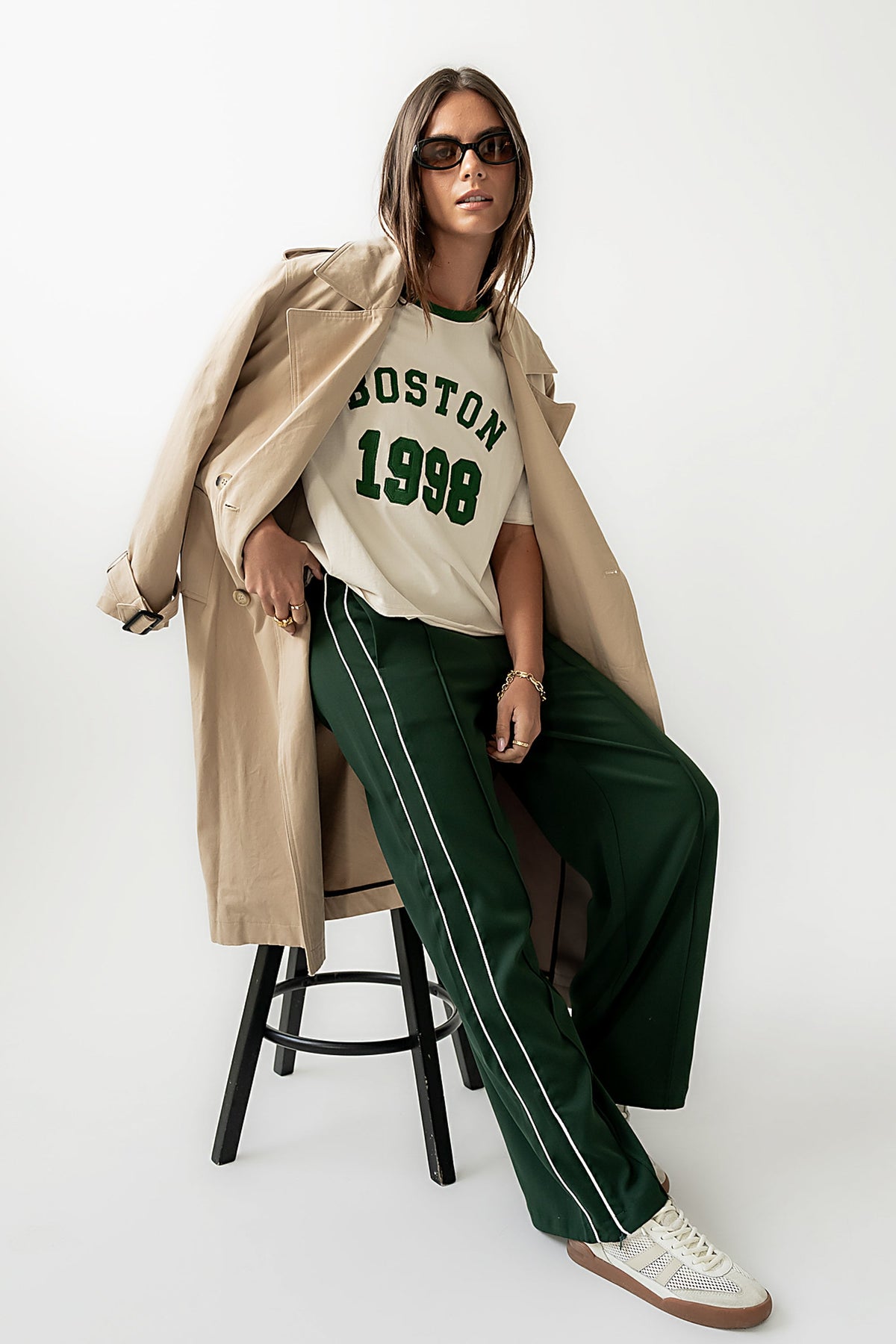 Emily Striped Wide Leg Pants in Green