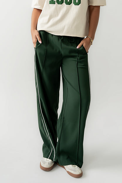 Emily Striped Wide Leg Pants in Green