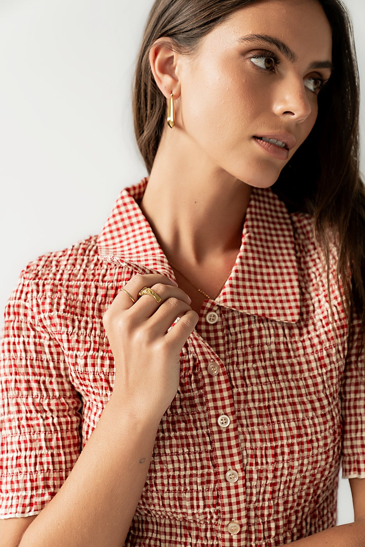 Connie Gingham Blouse in Red - FINAL SALE