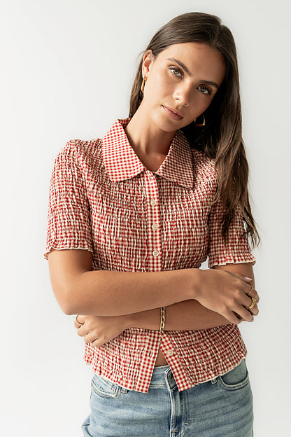 Connie Gingham Blouse in Red - FINAL SALE