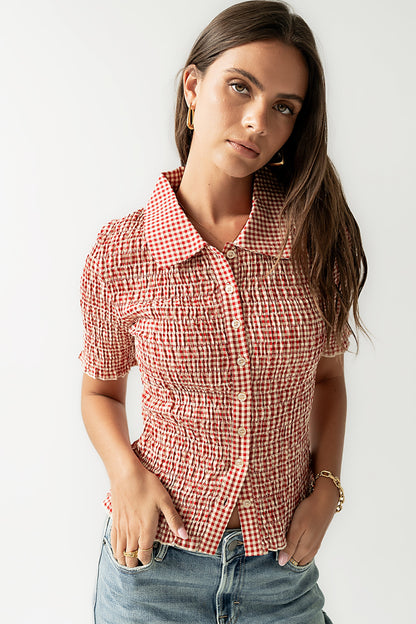 Connie Gingham Blouse in Red - FINAL SALE