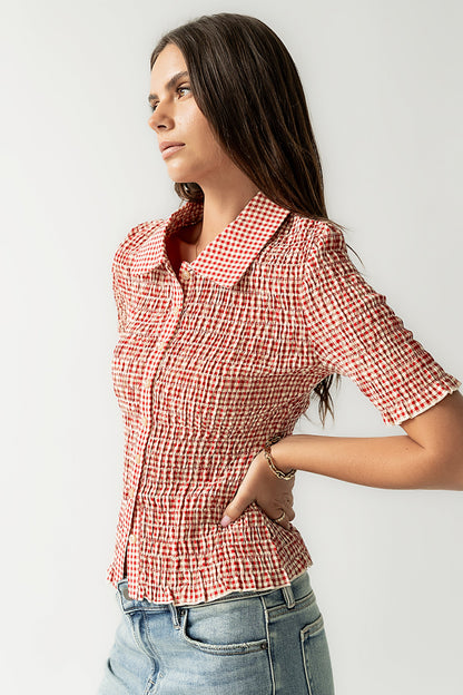 Connie Gingham Blouse in Red - FINAL SALE