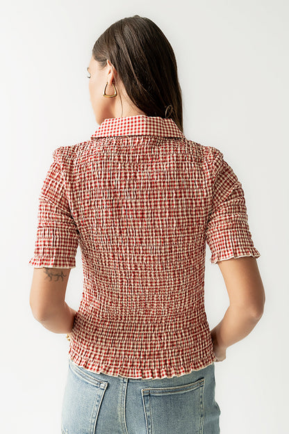 Connie Gingham Blouse in Red - FINAL SALE