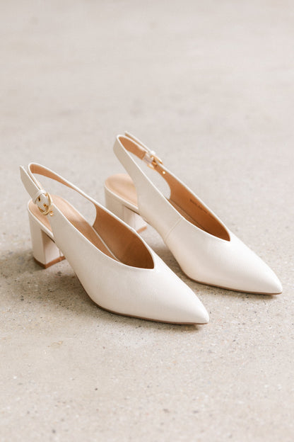 Candice Slingback Heels in Cream - FINAL SALE