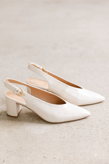 Candice Slingback Heels in Cream - FINAL SALE