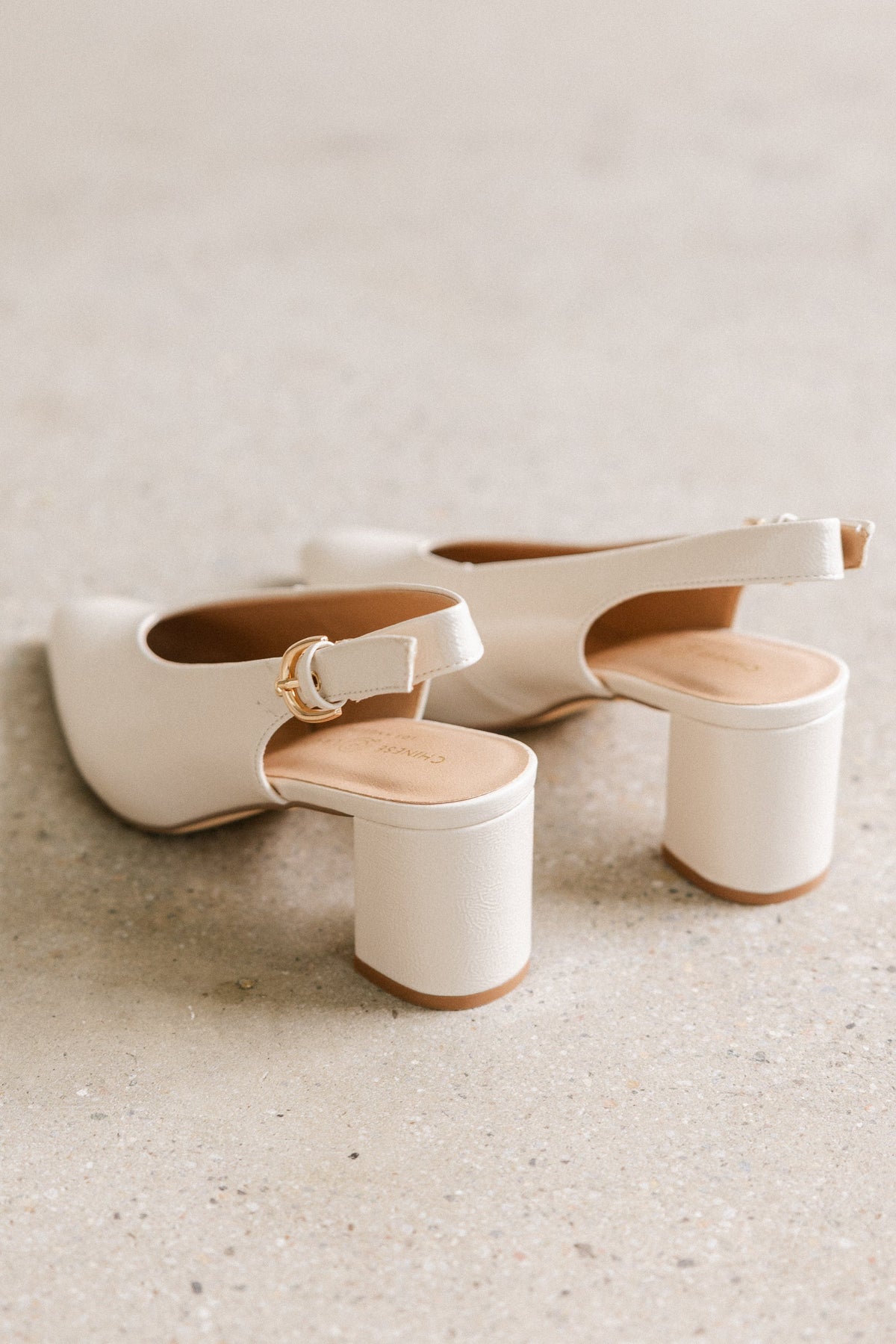 Candice Slingback Heels in Cream - FINAL SALE