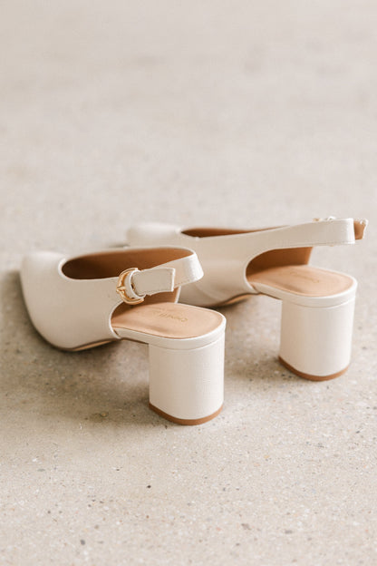 Candice Slingback Heels in Cream - FINAL SALE