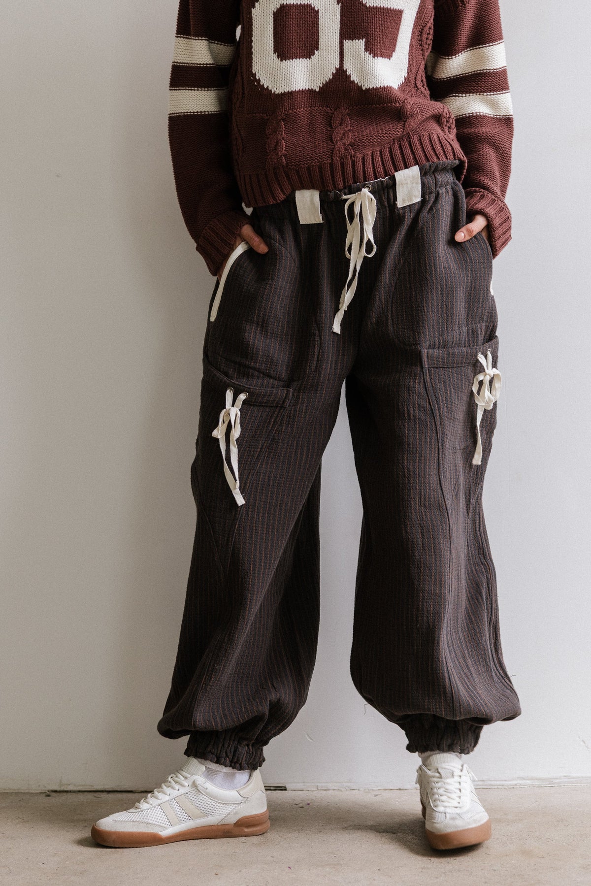Cozette Striped Baggy Pants in Navy - FINAL SALE