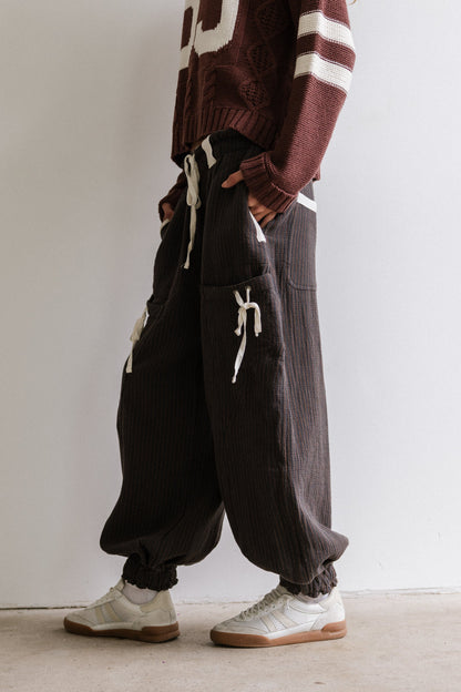 Cozette Striped Baggy Pants in Navy - FINAL SALE