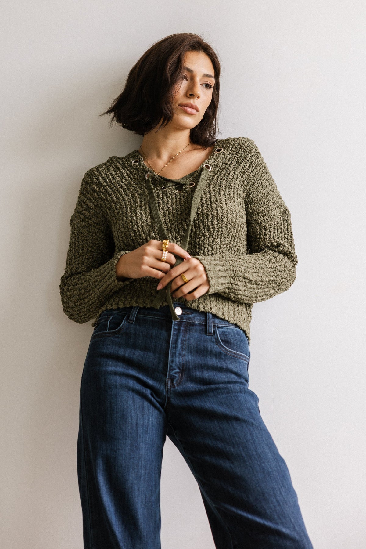 Georgie Knit Sweater in Olive - FINAL SALE