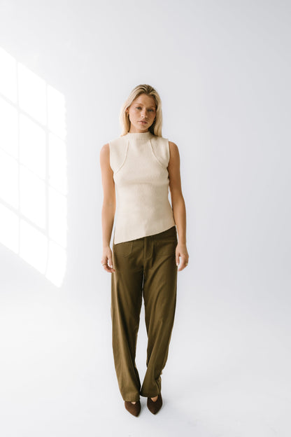 Bella Asymmetrical Knit Top in Ivory