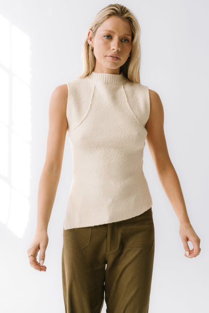 Bella Asymmetrical Knit Top in Ivory