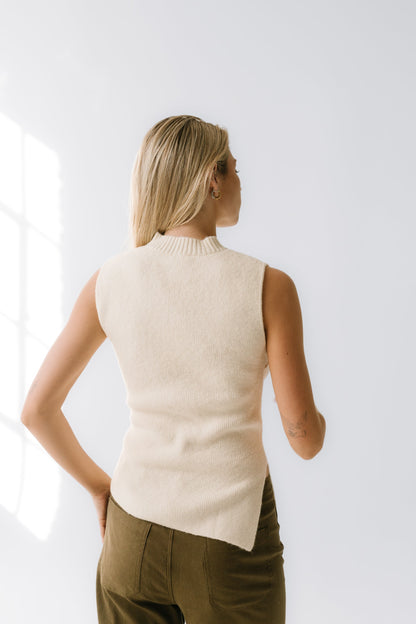 Bella Asymmetrical Knit Top in Ivory