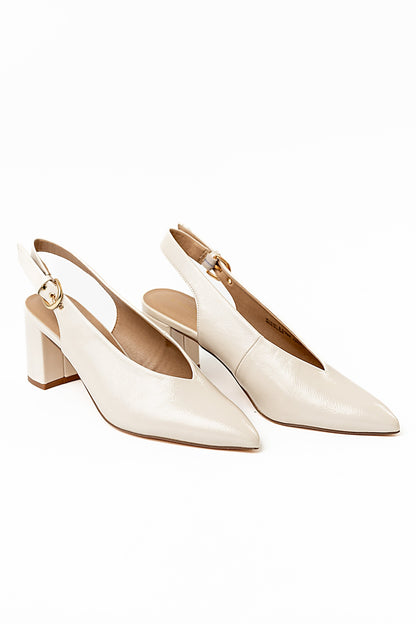 Candice Slingback Heels in Cream - FINAL SALE