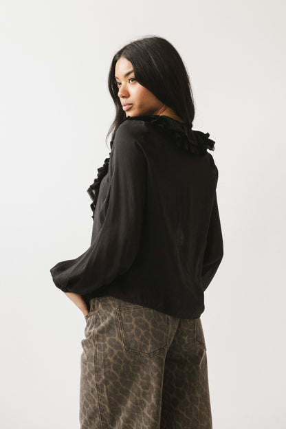 Calispell Sheer Collared Blouse in Black - FINAL SALE