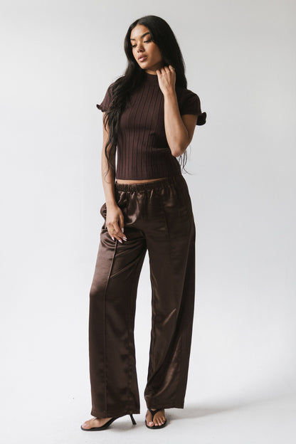 Amara Ribbed Top in Brown - FINAL SALE