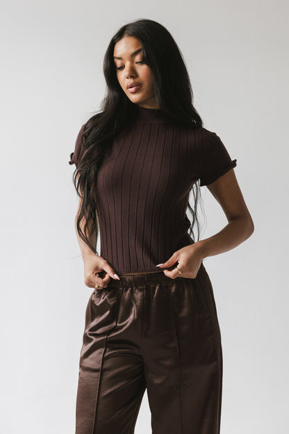 Amara Ribbed Top in Brown - FINAL SALE