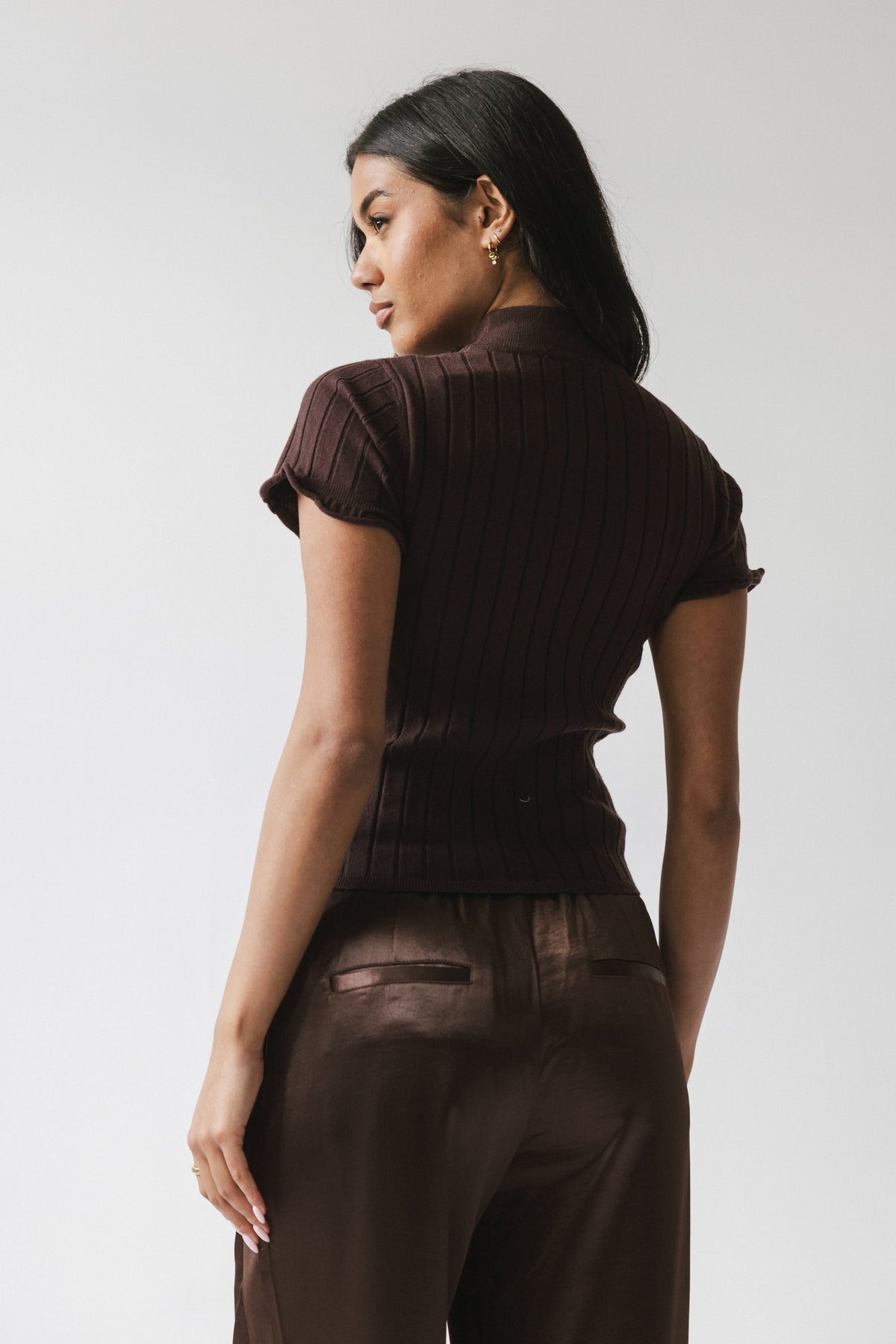 Amara Ribbed Top in Brown - FINAL SALE