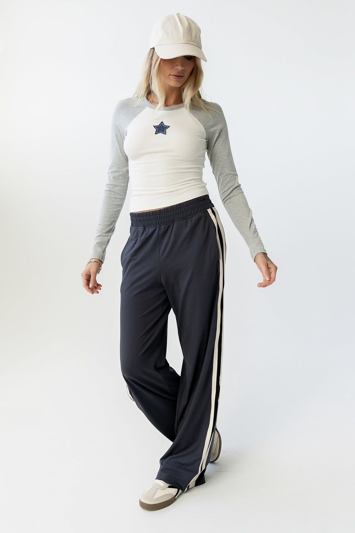 Avery Striped Pants in Charcoal