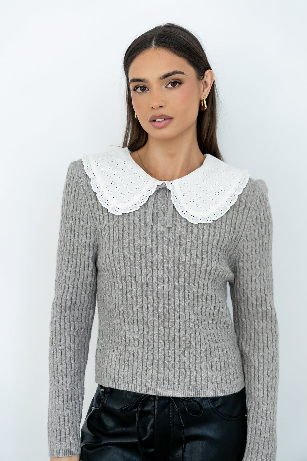 Bobbi Collared Sweater in Grey - FINAL SALE