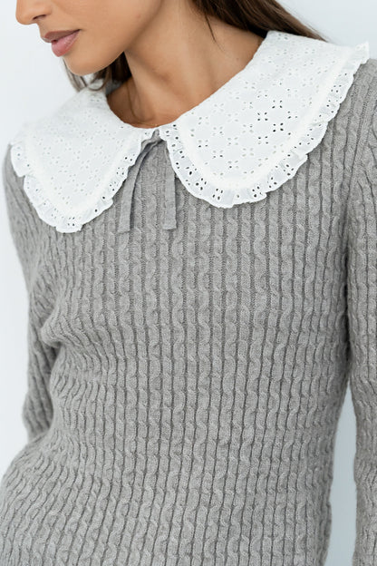 Bobbi Collared Sweater in Grey - FINAL SALE