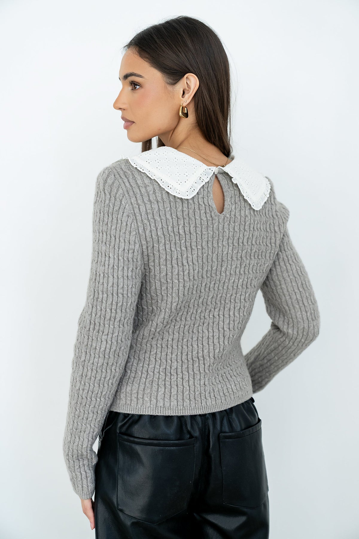 Bobbi Collared Sweater in Grey - FINAL SALE