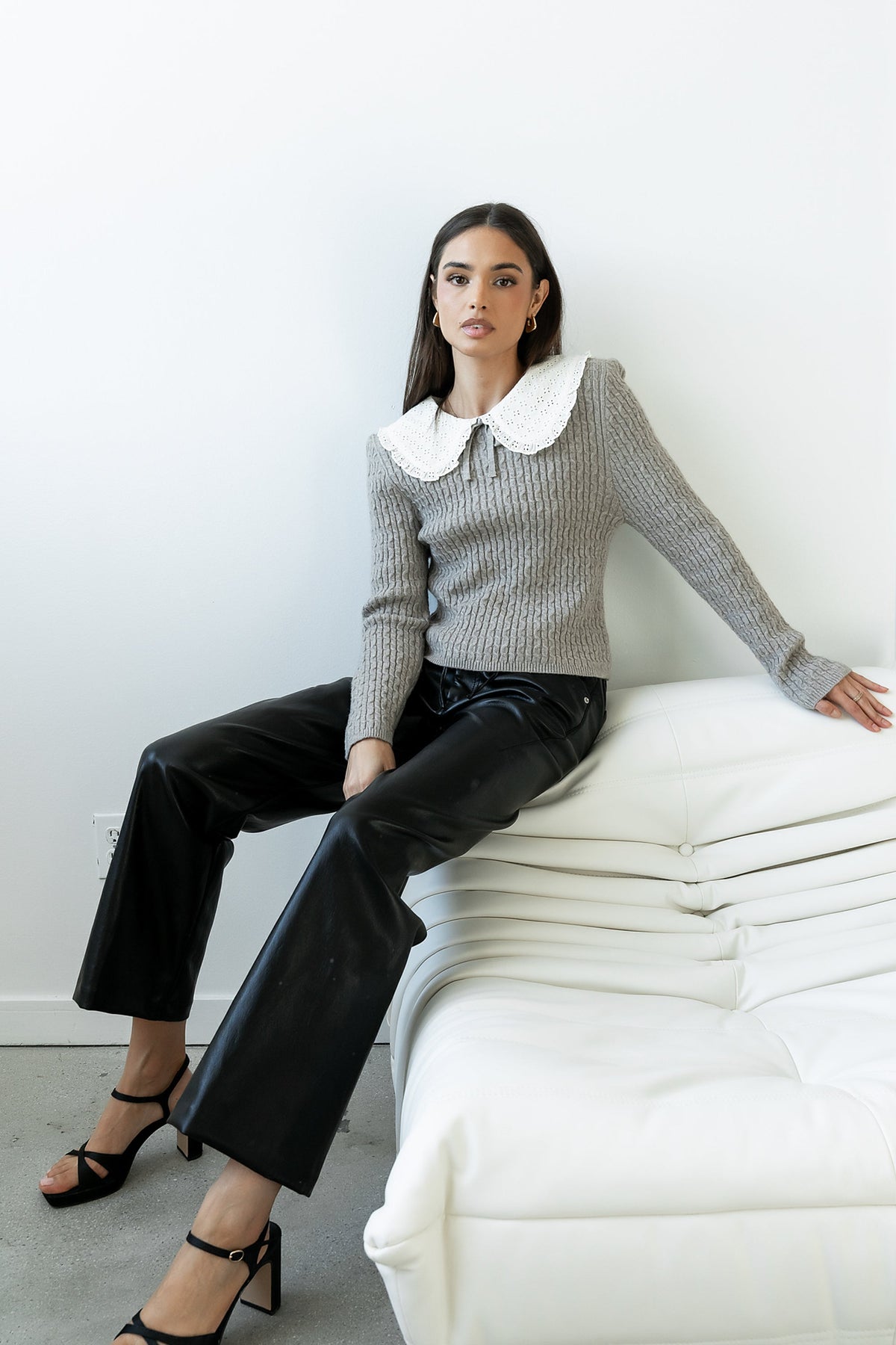 Bobbi Collared Sweater in Grey - FINAL SALE
