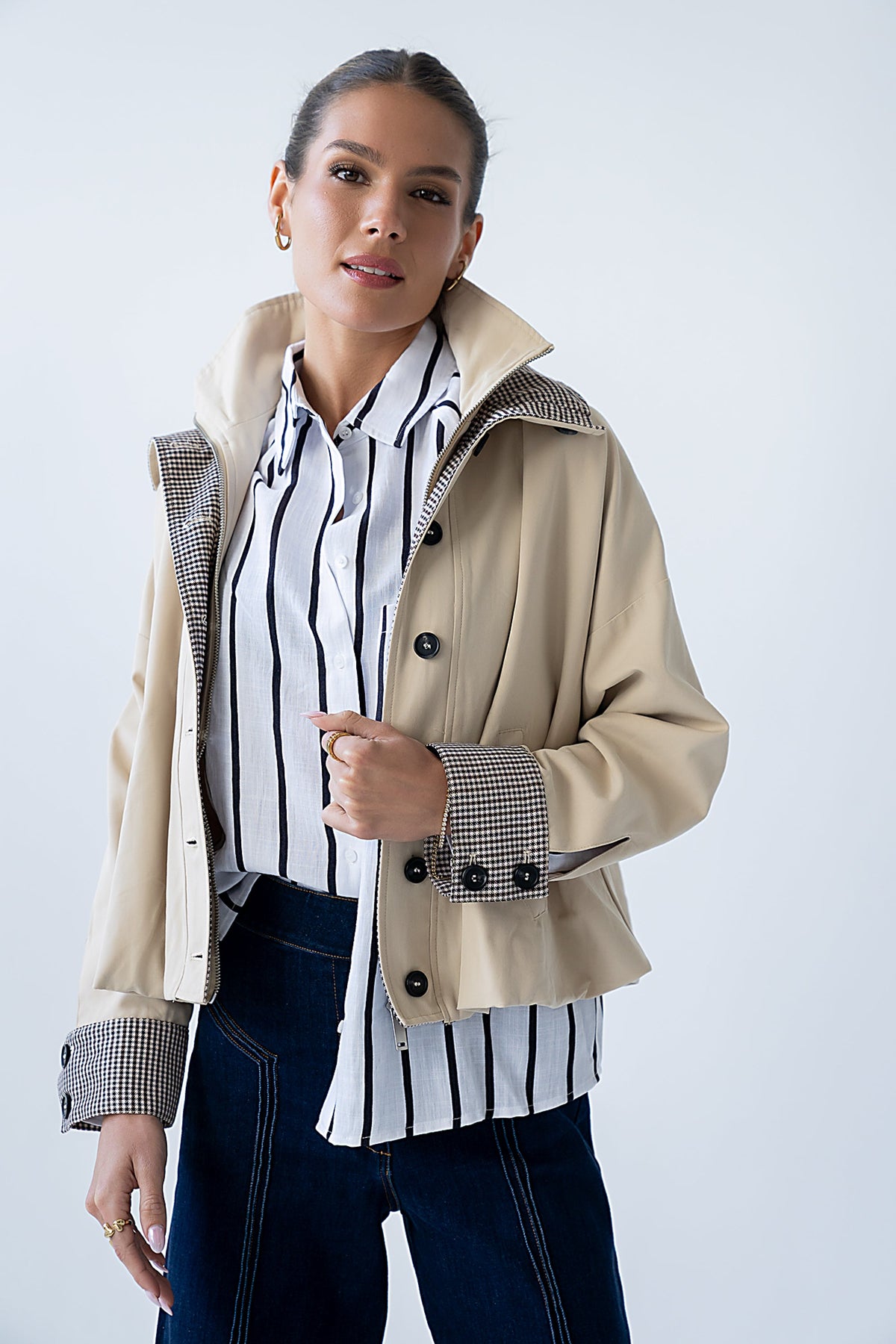 Colette Oversized Trench Jacket in Khaki